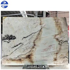 Fondo de mármol Tiffany <span class=keywords><strong>Laguna</strong></span> cristal cuarcita retroiluminado característica pared 20mm 30mm baño tocador superior Bookmatched azulejo de pared - Product Image 6