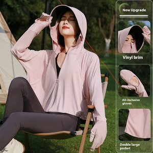 Chaqueta de ciclismo UPF50 de verano para <span class=keywords><strong>mujer</strong></span>, protección UV, ropa de protección solar de seda transpirable fina y fresca, protector contra sarpullidos - Product Image 6