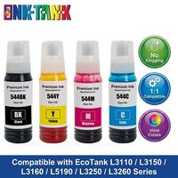 INK-TANK 70ml 544 Bouteille d'encre compatible de qualité supérieure à base d'eau pour recharger l'encre des imprimantes Epson EcoTank L3210 L3110 L3150 L3250