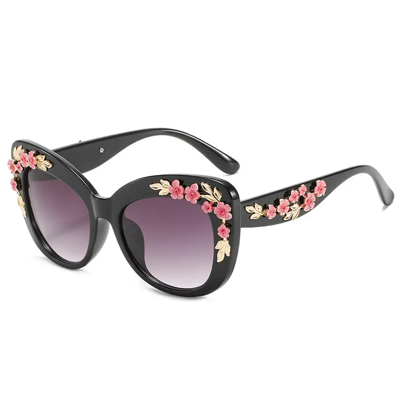 New Fashion Color Big Frame Butterfly Trend Men's And Women's Inlaid Metal Sunglasses