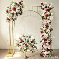 Bouquet de fleurs artificielles faites à la main pour mariage, centre de table en forme de boule de roses, arrangement floral en soie pour arche de mariage, décoration d'événements