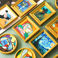Aimants de réfrigérateur créatifs 3D, cadres photo de peintures mondialement connues, aimants de réfrigérateur magnétiques vintage personnalisés, vente en gros sur mesure