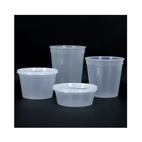 8oz 12oz 16oz 24oz 32oz Plastic soepbekers, voedselcontainers, magnetronbestendig, wegwerpbaar, lekvrij, rond, transparant, afhaalbekers
