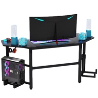 Nouveau bureau de jeu extensible en acier allié de 66,5 pouces en forme d'aile, avec design ergonomique pour ordinateur PC