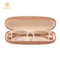 Étui à lunettes rigide ovale texturé en daim avec logo personnalisé, boîte de rangement pour lunettes de soleil, vente en gros