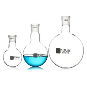 Short Lab Neck Boiling Flasks 100ml Boro 3.3 Glass Boiling Flask With Round Bottom