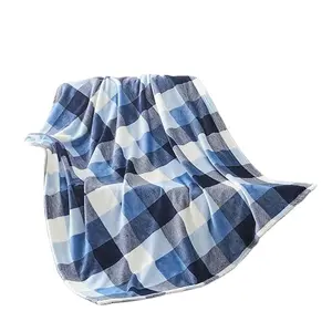 Buffalo Plaid Flannel Fleece Throw Blanket 50 x 60 Inches, Soft Lightweight Cozy All Season Blue/White Checkered Blanket