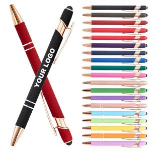 Promotion Luxury Ballpoint 2 in 1 Capacitive Metal Ball Aluminum Custom Logo Engraved Stylus <b>Pen</b> Rose <b>Gold</b> Gift - Product Image 1