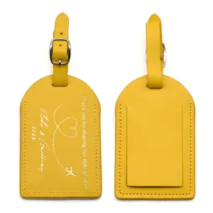 Custom Logo Card Leather Holder Wedding Favor Gift Baggage Tag Airplane Travel Suitcase Pu Faux Leather Luggage Tags