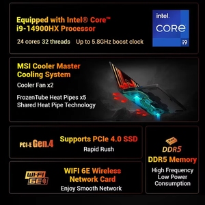 Laptop <span class=keywords><strong>MSI</strong></span> Katana 17, Core i9, 16GB, 1TB, 17.3 pollici, 2.5K, 240Hz, 2025 S, Nuovo di Zecca, <span class=keywords><strong>Gaming</strong></span>, RTX5070/5060, per Gamer - Product Image 5