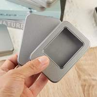 Boîte rectangulaire en fer blanc transparente vide pour rangement, idéale pour faux ongles, badges USB, bijoux et emballage