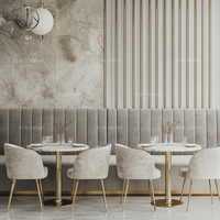 Juego de Muebles Personalizados para Restaurante Ron Group, Asientos de Banqueta Tapizados Personalizados, Mesa Cuadrada de Mármol, Silla Tapizada en Terciopelo y Cuero