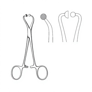 Pinza quirúrgica de acero inoxidable premium con articulación esférica y dentada, 11 cm / 4-1/2 pulgadas, para fijación segura de papel de draping - Product Image 1
