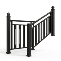 Rampe d'escalier en acier galvanisé noir thermolaqué, fabrication directe usine, balustrade moderne sur mesure pour villa, balcon, appartement, escalier