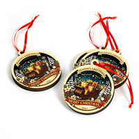 Ornamen Natal Kayu 3 Lapis Custom, Cetak UV, Potongan Laser 3D, Hiasan Gantung Pohon Natal, Hadiah Liburan Custom