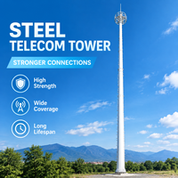 Menara Komunikasi Baja Galvanis Celup Panas Pylon Tiang Tunggal Monopole untuk Transmisi Sinyal Luar Ruangan 30m 40m