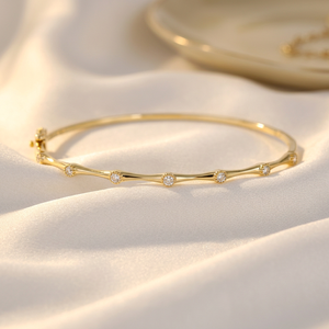 Hong Kong Wholesale Manufacturer Export Handmade Mixed Color Jewelry 18K <b>Solid</b> <b>Gold</b> Real Natural Diamonds <b>Bangle</b> Bracelets - Product Image 6
