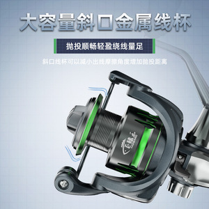 Carrete de Pesca Giratorio JQWBJHASI117 con Cuerpo Metálico para Pesca en Agua Salada y Dulce, Compatible con Señuelos Artificiales - Product Image 2