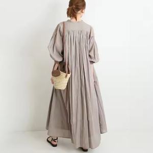 Robe d'été ample en lin de style japonais 2025 pour femme, taille unique, manches bouffantes, respirante, motif patchwork tissé - Product Image 4