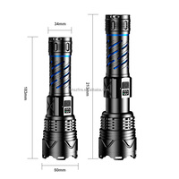 Lampe torche LED puissante à zoom 50W, laser blanc haute puissance, haute luminosité, rechargeable par USB, 5 modes, lampe torche tactique puissante pour les situations d'urgence