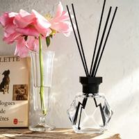Bouteille en verre carrée de 50 ml, 100 ml, 200 ml pour diffuseur d'aromathérapie, huile parfumée, parfum, avec bouchon à vis et diffuseur à bâtonnets