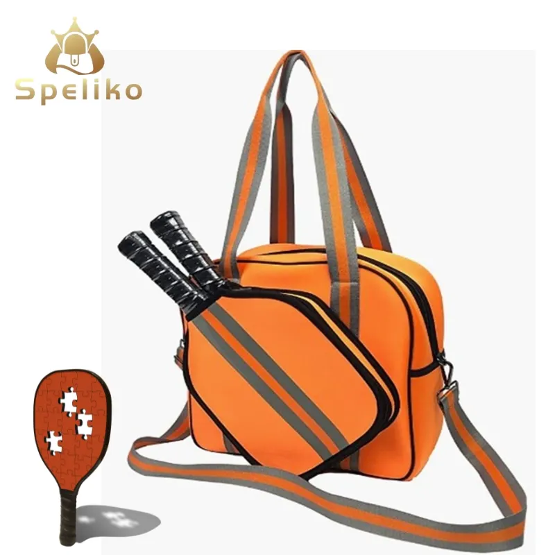 Custom Durable Heavy Neoprene Ball Pockets with Zipper Sports Gym Court Multipurpose Adjustable Strap Pickleball Bags Large