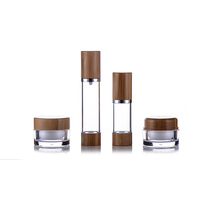 BDPAK Kemasan Kosmetik Ramah Lingkungan dari Bambu Botol Pompa Losion Tanpa Udara Custom 15ml 30ml 50ml 100ml 120ml