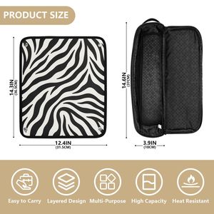 Bolsa de Viaje para Herramientas de Peinado de Neopreno con Estampado de Cebra, Alfombrilla Desmontable Resistente al Calor para Plancha y Rizador de Pelo, Bolsa de Maquillaje Portátil - Product Image 3