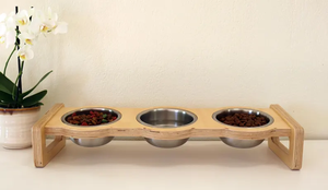 Estación de alimentación de madera con cuencos de viaje de acero inoxidable para gatos y perros ODM OEM respetuoso con el medio ambiente - Product Image 3
