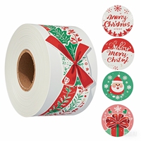 Rouleau d'autocollants de Noël avec impression de logo personnalisé Autocollants de Joyeuses Fêtes Étiquette en papier auto-adhésif