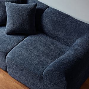 Modern Two Seat Square Fabric Modular Sectional Sofa Set Tufted Upholstery Foam-Filled <b>Cushions</b> for Villa Apartment Living Rooms - Product Image 6