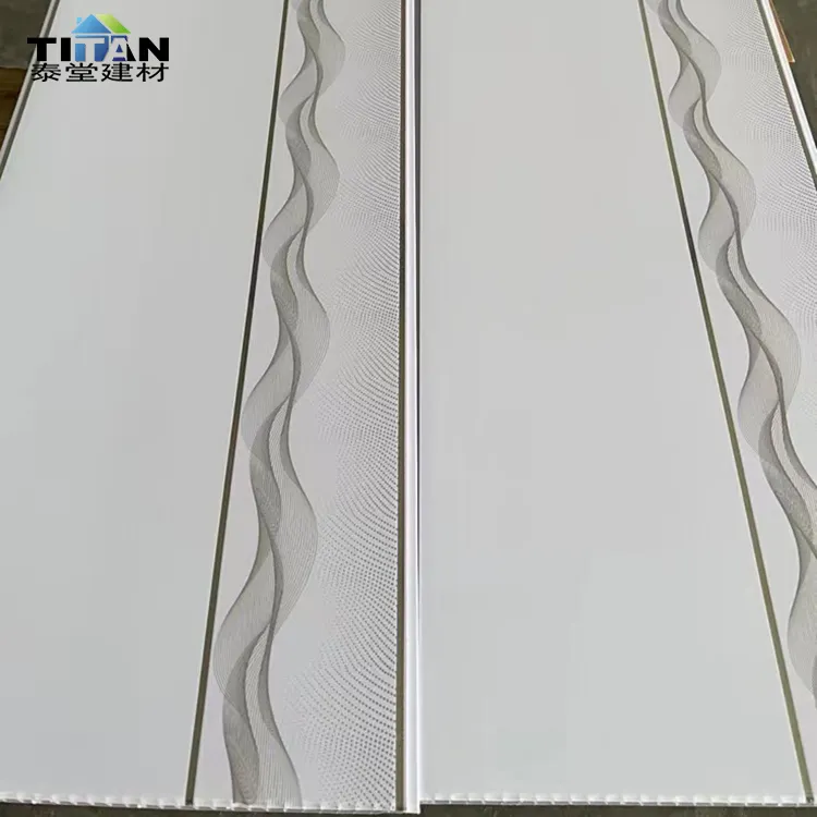 Panel langit-langit Pvc 300x7, 200Mm * 6Mm kayu palsu Cielo Raso Pvc En China