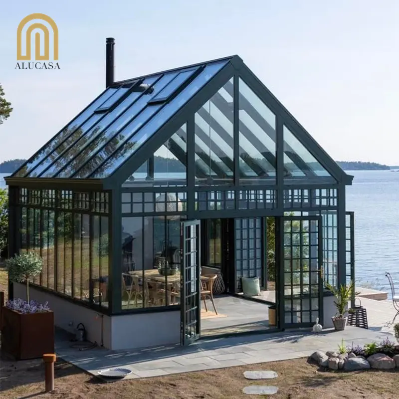 Alucasa Backyard Designs 4シーズンアルミニウムとガラスのサンルーム用ソラリウム屋外ポリカーボネートサンルームハウス