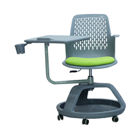 Chaise de formation scolaire, chaise de conférence de bureau réglable et mobile avec tablette d'écriture