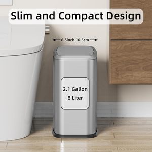 Petite <span class=keywords><strong>poubelle</strong></span> de salle de bain 8L/2.1 Gal avec <span class=keywords><strong>couvercle</strong></span>, <span class=keywords><strong>poubelle</strong></span> rectangulaire à dessus pivotant - Product Image 6
