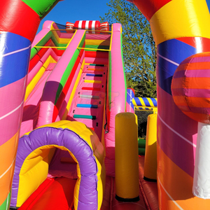 Tobogán Inflable Comercial con Pista de Obstáculos, <span class=keywords><strong>Castillo</strong></span> Hinchable para Niños, Tobogán Inflable Rosa con Forma de Caramelo - Product Image 4