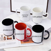 Mug à sublimation imprimable, changeant de couleur, 11 oz (350 ml), poignée en forme de cœur, mug vierge à sublimation, mugs à café en céramique, sublimation