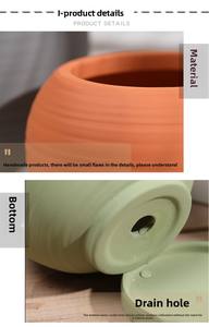 P266 fioriera a sfera in ceramica spazzolata colorata nordica con piattino di drenaggio poroso in Terracotta <span class=keywords><strong>vaso</strong></span> di grande diametro <span class=keywords><strong>per</strong></span> piante d'appartamento - Product Image 3