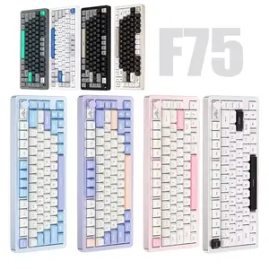 Customized F75 Keyboard Tri Mode Mechanical Keyboard Wireless BT Cnc Full Aluminum Rgb Gasket Pc Accessories