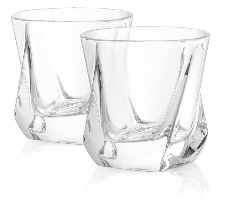 Crystal Whiskey Glasses, 10oz Rocks Glasses Set of 4  Old Fashioned Cocktail Tumblers