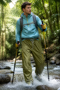 Pantalon de randonnée imperméable en softshell pour l'automne, pantalon cargo multi-poches, respirant, coupe régulière, double boutonnage - Product Image 4
