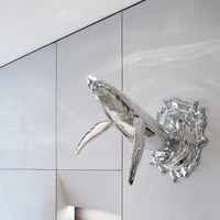 Ornement mural en fibre de verre en forme de baleine, sculpture de dauphin et de requin, installation artistique murale pour hall de centre commercial et hôtel