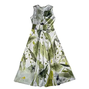 फ्लोरल प्रिंट महिलाओं की ड्रेस वेकेशन स्टाइल डीप वी-नेक स्लीवलेस सेक्सी स्प्रिंग समर कैजुअल ड्रेस