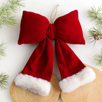 Weihnachtliche Flanell-Großschleife als Baumschmuck für Weihnachten, Feiertage, Zuhause, Partys, Hochzeiten, Fenster- und Türdekoration, Großhandel, Rotes Band