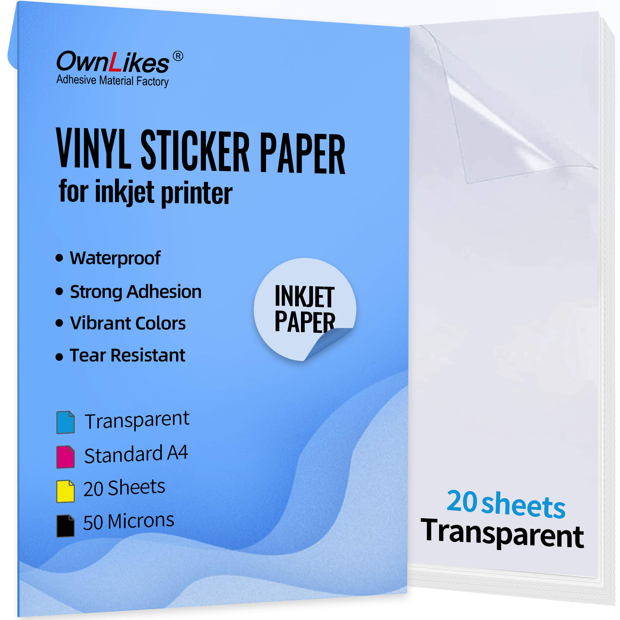 thumbnail image 2 of MECOLOUR Printable Matte White Sticker Paper - Waterproof Vinyl Sheets, 8.5x11", 50 Sheets For Inkjet/Laser 2 of 10