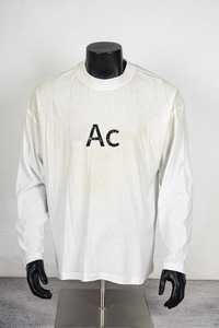 T-shirt a maniche lunghe in lino-cotone sottile con stampa classica a lettere stile <span class=keywords><strong>AC</strong></span>, lavaggio effetto sporco, per uomo e donna - Product Image 6