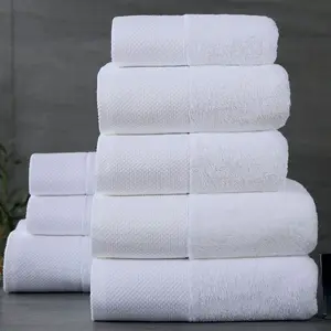 批发定制尺寸和标志毛巾布白色酒店浴巾100% 棉奢华餐巾toalla白色棉毛巾