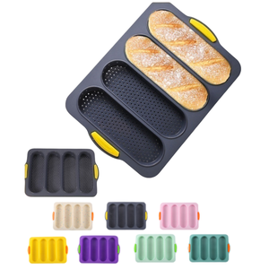 Moule à baguette en silicone noir antiadhésif pour pain français et pain de mie, compatible four et alimentaire - Product Image 1