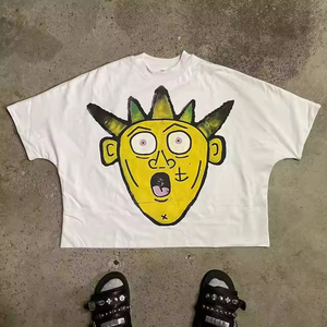 T-shirts graphiques d'été Y2K de luxe pour hommes 100% coton Boxy recadrée T-Shirts surdimensionnés haute qualité Streetwear lettre peignée - Product Image 1