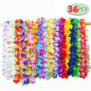 Wholesale High Quality 36PCS 105cm Mix color Flower Necklace Strings Hawaiian leis for hawaiian hula party Favors